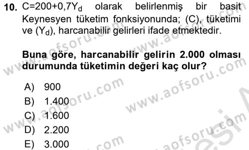 Matematiksel İktisat Dersi 2016 - 2017 Yılı (Vize) Ara Sınav Soruları 10. Soru