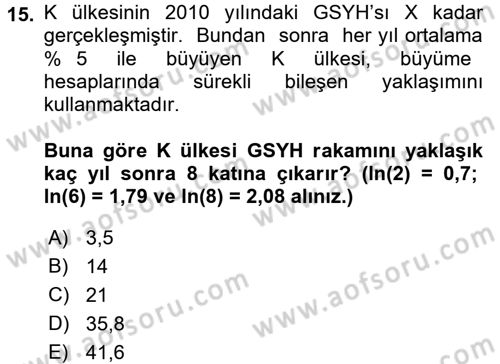 Matematiksel İktisat Dersi 2016 - 2017 Yılı (Vize) Ara Sınav Soruları 15. Soru