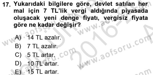 Matematiksel İktisat Dersi Ara Sınavı Deneme Sınav Soruları 17. Soru