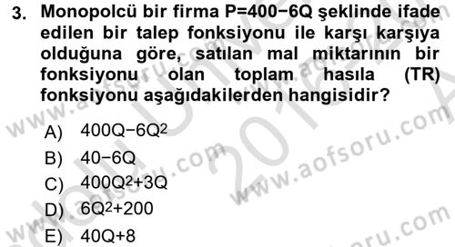 Matematiksel İktisat Dersi Ara Sınavı Deneme Sınav Soruları 3. Soru