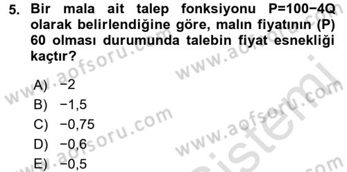 Matematiksel İktisat Dersi Ara Sınavı Deneme Sınav Soruları 5. Soru