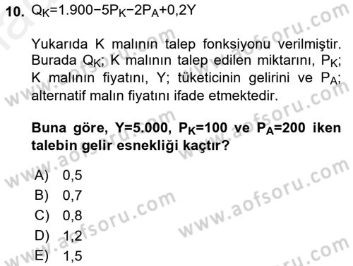 Matematiksel İktisat Dersi 2016 - 2017 Yılı (Final) Dönem Sonu Sınav Soruları 10. Soru