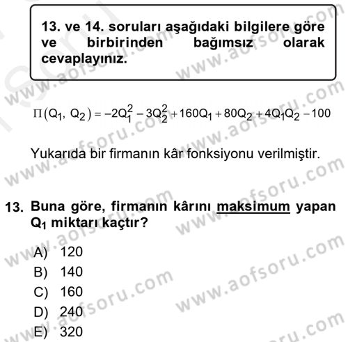 Matematiksel İktisat Dersi 2016 - 2017 Yılı (Final) Dönem Sonu Sınav Soruları 13. Soru