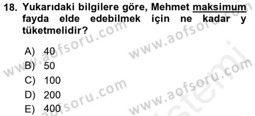 Matematiksel İktisat Dersi 2016 - 2017 Yılı (Final) Dönem Sonu Sınav Soruları 18. Soru
