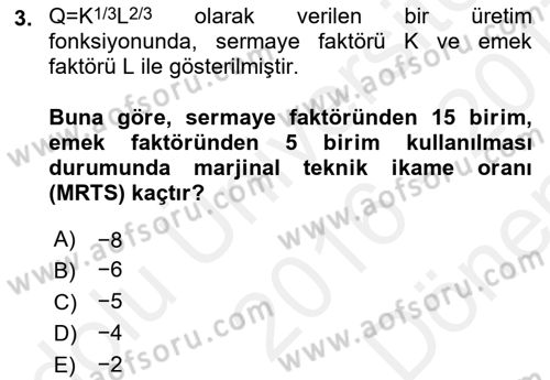 Matematiksel İktisat Dersi 2016 - 2017 Yılı (Final) Dönem Sonu Sınav Soruları 3. Soru