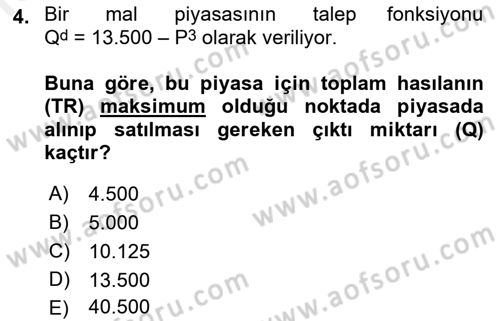 Matematiksel İktisat Dersi 2016 - 2017 Yılı (Final) Dönem Sonu Sınav Soruları 4. Soru