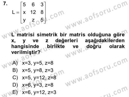 Matematiksel İktisat Dersi 2016 - 2017 Yılı (Final) Dönem Sonu Sınav Soruları 7. Soru