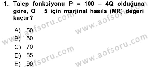 Matematiksel İktisat Dersi 2017 - 2018 Yılı 3 Ders Sınav Soruları 1. Soru