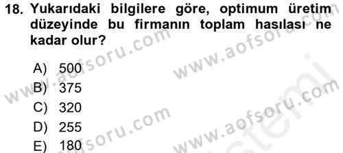Matematiksel İktisat Dersi 2017 - 2018 Yılı 3 Ders Sınav Soruları 18. Soru