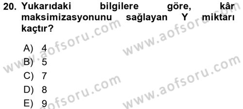Matematiksel İktisat Dersi 2017 - 2018 Yılı 3 Ders Sınav Soruları 20. Soru