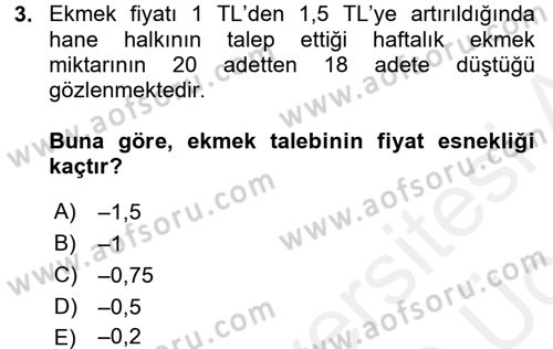 Matematiksel İktisat Dersi 2017 - 2018 Yılı 3 Ders Sınav Soruları 3. Soru