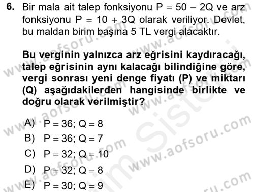 Matematiksel İktisat Dersi 2017 - 2018 Yılı 3 Ders Sınav Soruları 6. Soru