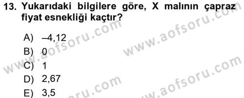 Matematiksel İktisat Dersi Ara Sınavı Deneme Sınav Soruları 13. Soru