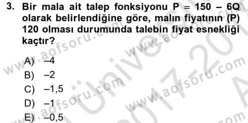 Matematiksel İktisat Dersi Ara Sınavı Deneme Sınav Soruları 3. Soru