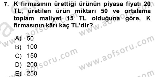 Matematiksel İktisat Dersi Ara Sınavı Deneme Sınav Soruları 7. Soru
