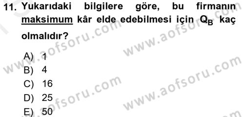 Matematiksel İktisat Dersi 2017 - 2018 Yılı (Final) Dönem Sonu Sınav Soruları 11. Soru
