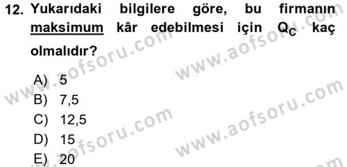 Matematiksel İktisat Dersi 2017 - 2018 Yılı (Final) Dönem Sonu Sınav Soruları 12. Soru