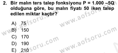 Matematiksel İktisat Dersi 2017 - 2018 Yılı (Final) Dönem Sonu Sınav Soruları 2. Soru