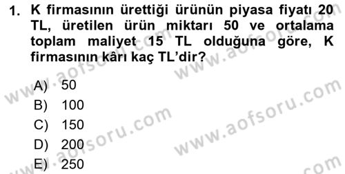 Matematiksel İktisat Dersi 2018 - 2019 Yılı 3 Ders Sınav Soruları 1. Soru