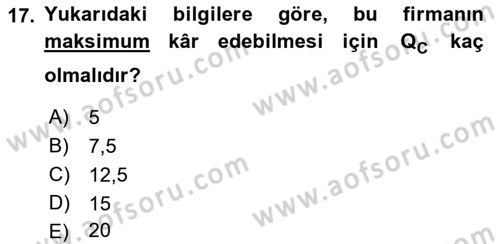 Matematiksel İktisat Dersi 2018 - 2019 Yılı 3 Ders Sınav Soruları 17. Soru
