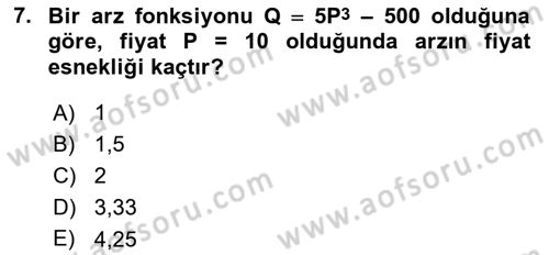 Matematiksel İktisat Dersi 2018 - 2019 Yılı 3 Ders Sınav Soruları 7. Soru