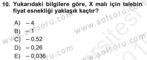 Matematiksel İktisat Dersi Ara Sınavı Deneme Sınav Soruları 10. Soru