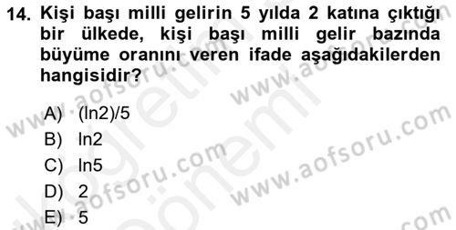 Matematiksel İktisat Dersi 2018 - 2019 Yılı (Vize) Ara Sınav Soruları 14. Soru