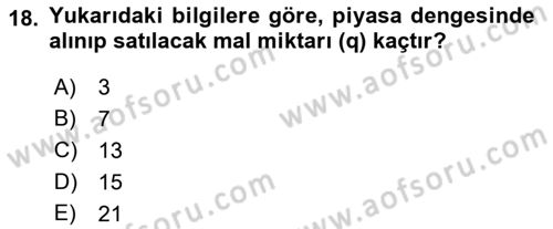 Matematiksel İktisat Dersi 2018 - 2019 Yılı (Vize) Ara Sınav Soruları 18. Soru