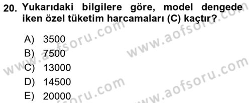 Matematiksel İktisat Dersi Ara Sınavı Deneme Sınav Soruları 20. Soru
