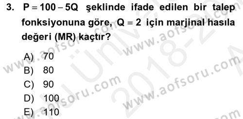 Matematiksel İktisat Dersi 2018 - 2019 Yılı (Vize) Ara Sınav Soruları 3. Soru