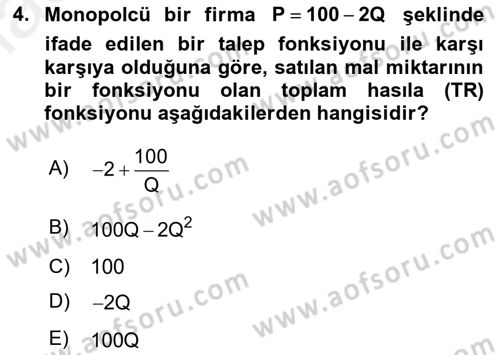 Matematiksel İktisat Dersi 2018 - 2019 Yılı (Vize) Ara Sınav Soruları 4. Soru