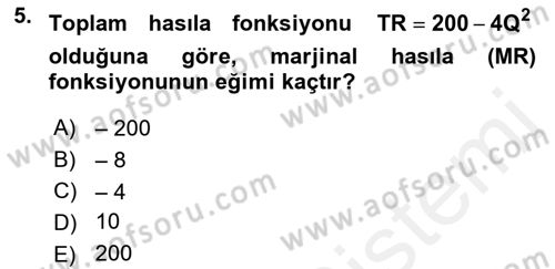 Matematiksel İktisat Dersi Ara Sınavı Deneme Sınav Soruları 5. Soru