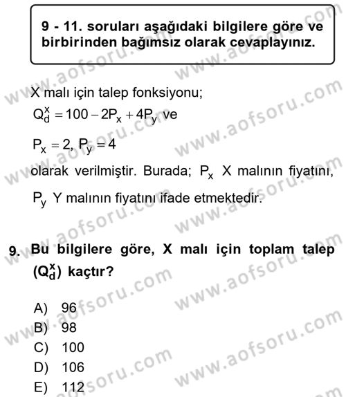 Matematiksel İktisat Dersi Ara Sınavı Deneme Sınav Soruları 9. Soru