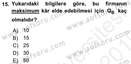 Matematiksel İktisat Dersi 2018 - 2019 Yılı (Final) Dönem Sonu Sınav Soruları 15. Soru