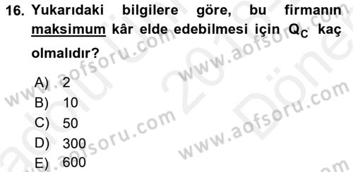 Matematiksel İktisat Dersi 2018 - 2019 Yılı (Final) Dönem Sonu Sınav Soruları 16. Soru