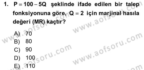 Matematiksel İktisat Dersi 2018 - 2019 Yılı Yaz Okulu Sınav Soruları 1. Soru