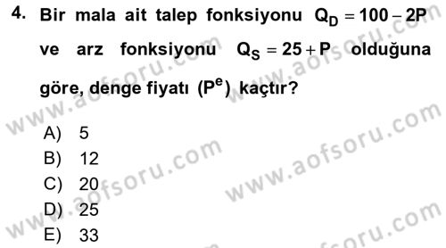 Matematiksel İktisat Dersi 2018 - 2019 Yılı Yaz Okulu Sınav Soruları 4. Soru