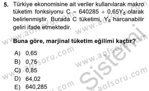 Matematiksel İktisat Dersi 2018 - 2019 Yılı Yaz Okulu Sınav Soruları 5. Soru