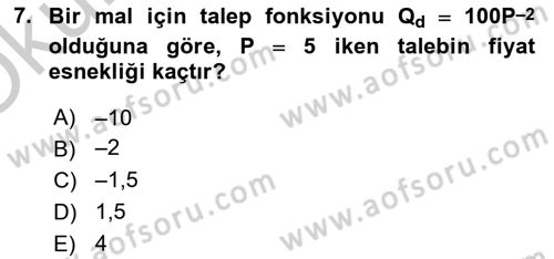 Matematiksel İktisat Dersi 2018 - 2019 Yılı Yaz Okulu Sınav Soruları 7. Soru