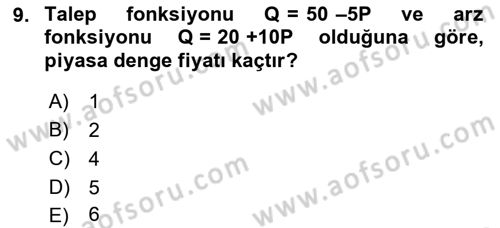 Matematiksel İktisat Dersi 2018 - 2019 Yılı Yaz Okulu Sınav Soruları 9. Soru
