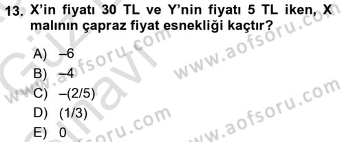 Matematiksel İktisat Dersi 2019 - 2020 Yılı (Vize) Ara Sınav Soruları 13. Soru