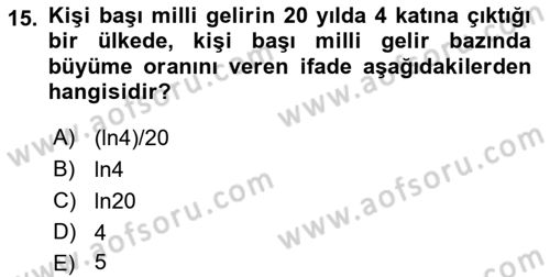 Matematiksel İktisat Dersi Ara Sınavı Deneme Sınav Soruları 15. Soru