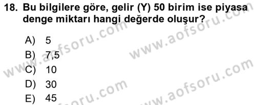 Matematiksel İktisat Dersi Ara Sınavı Deneme Sınav Soruları 18. Soru