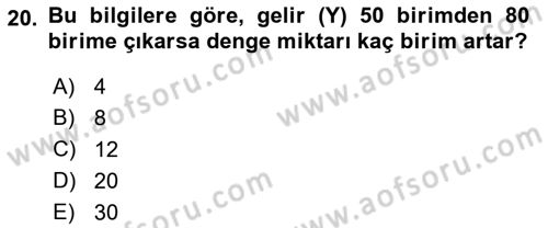 Matematiksel İktisat Dersi Ara Sınavı Deneme Sınav Soruları 20. Soru