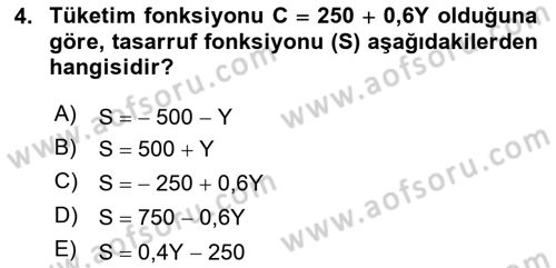 Matematiksel İktisat Dersi Ara Sınavı Deneme Sınav Soruları 4. Soru