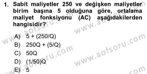 Matematiksel İktisat Dersi 2019 - 2020 Yılı (Final) Dönem Sonu Sınav Soruları 1. Soru