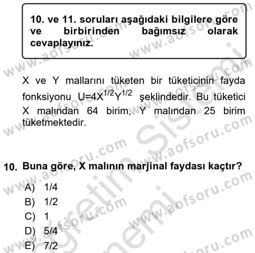 Matematiksel İktisat Dersi 2019 - 2020 Yılı (Final) Dönem Sonu Sınav Soruları 10. Soru