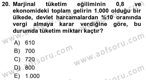 Matematiksel İktisat Dersi 2019 - 2020 Yılı (Final) Dönem Sonu Sınav Soruları 20. Soru