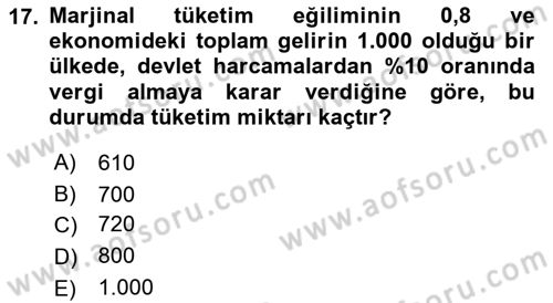 Matematiksel İktisat Dersi Ara Sınavı Deneme Sınav Soruları 17. Soru