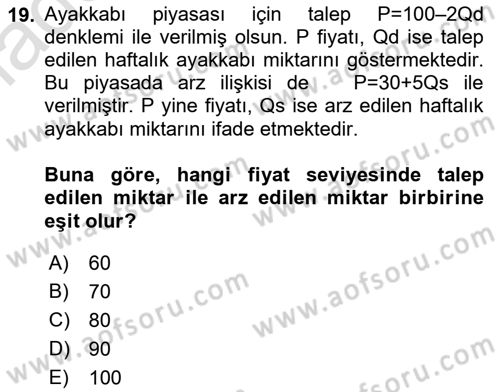 Matematiksel İktisat Dersi 2021 - 2022 Yılı (Vize) Ara Sınav Soruları 19. Soru